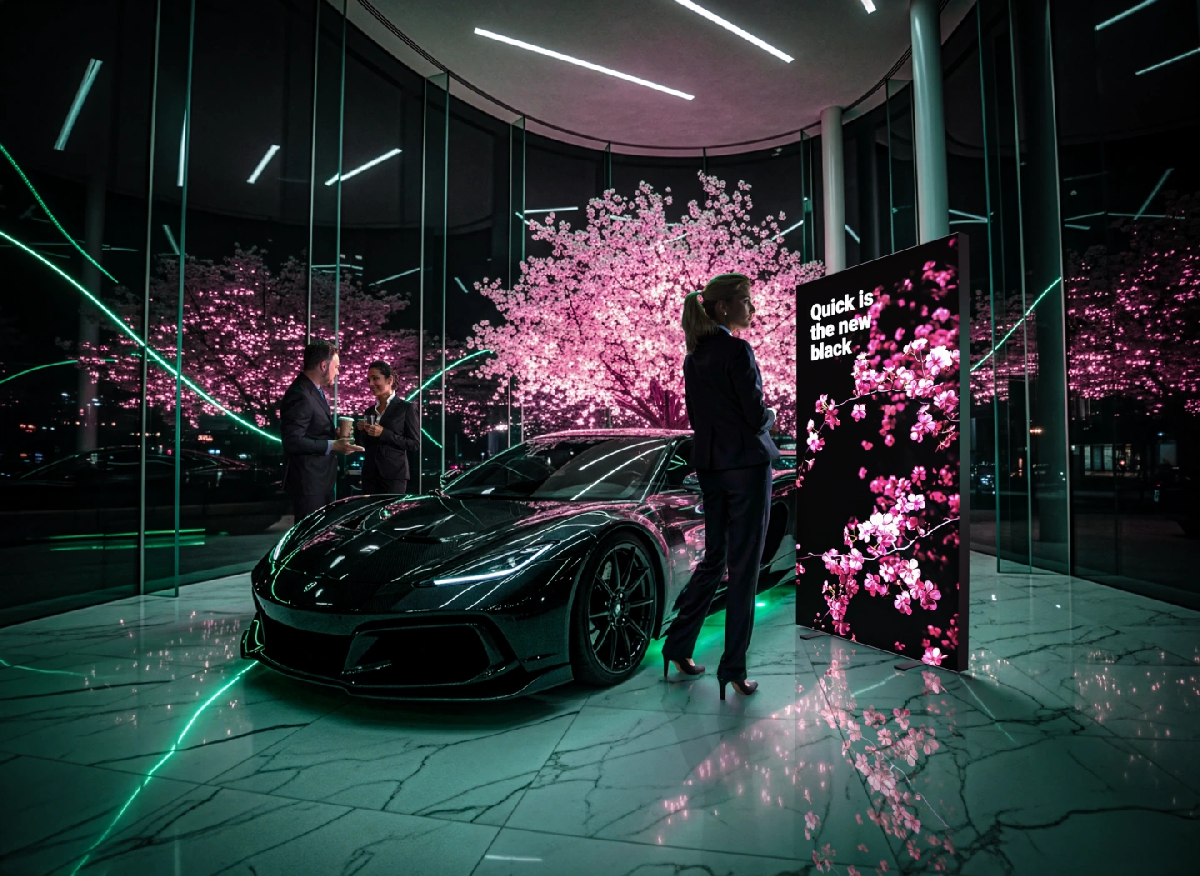 Kaseton reklamowy w salonie samochodowym