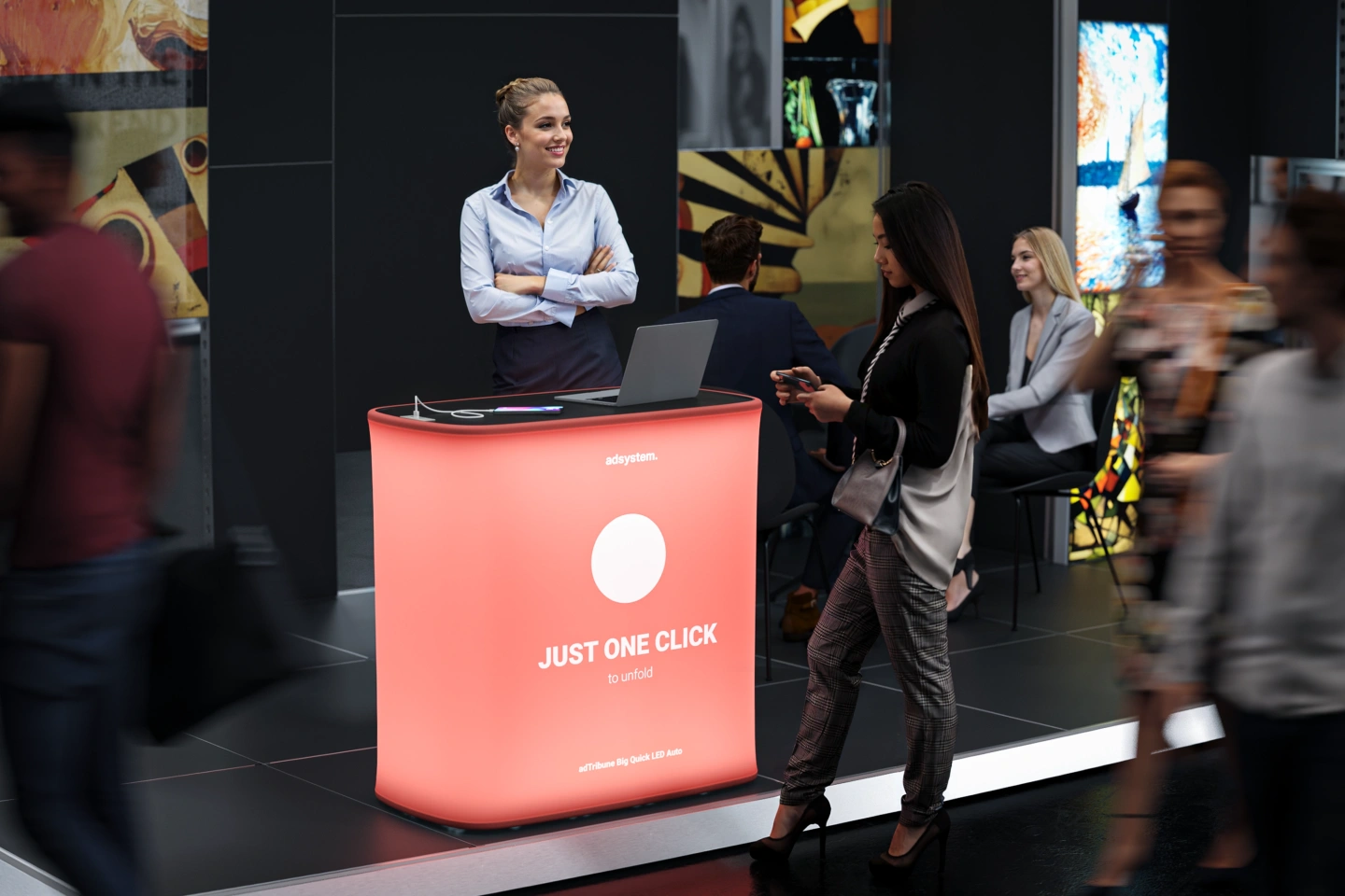 Punkt rejestracji z trybunką reklamową